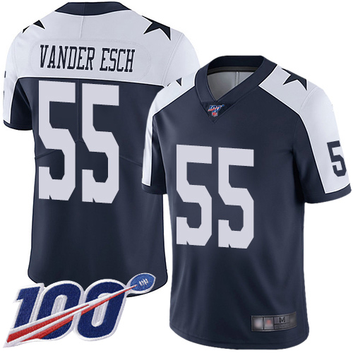 Men Dallas Cowboys Limited Navy Blue Leighton Vander Esch Alternate #55 100th Season Vapor Untouchable Throwback NFL Jersey